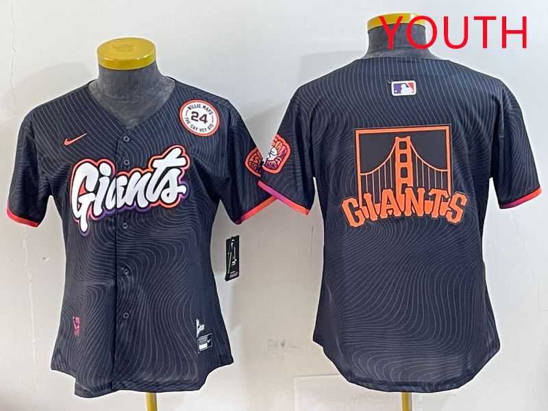Youth San Francisco Giants Blank Black Second generation Joint Name 2025 Nike MLB Jersey style 7->youth mlb jersey->Youth Jersey